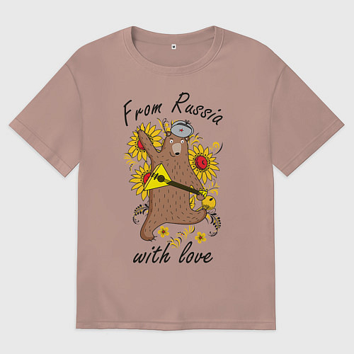 Мужская футболка оверсайз From Russia with love / Пыльно-розовый – фото 1