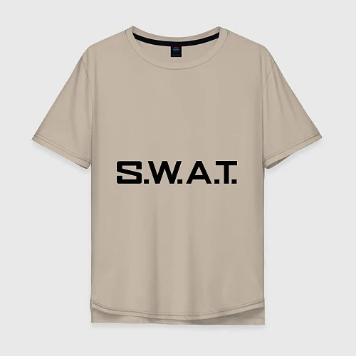 Мужская футболка оверсайз S.W.A.T / Миндальный – фото 1