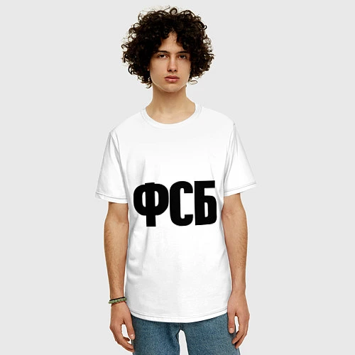 Мужская футболка оверсайз ФСБ / Белый – фото 3