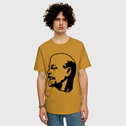 Футболка оверсайз мужская Ленин: скульптура, цвет: горчичный — фото 2