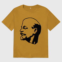 Футболка оверсайз мужская Ленин: скульптура, цвет: горчичный
