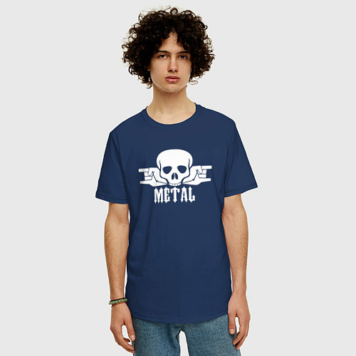 Мужская футболка оверсайз Real Metal / Тёмно-синий – фото 3