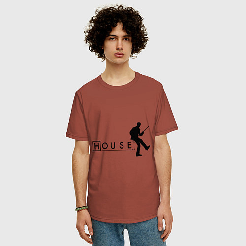 Мужская футболка оверсайз House MD / Кирпичный – фото 3