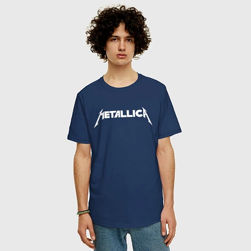 Мужская футболка оверсайз Metallica / Тёмно-синий – фото 3