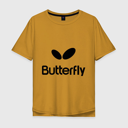 Мужская футболка оверсайз Butterfly Logo / Горчичный – фото 1