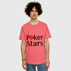 Футболка оверсайз мужская Poker Stars, цвет: коралловый — фото 2