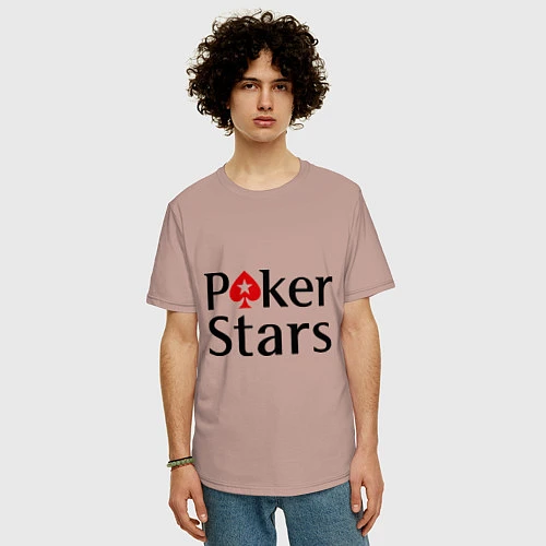 Мужская футболка оверсайз Poker Stars / Пыльно-розовый – фото 3