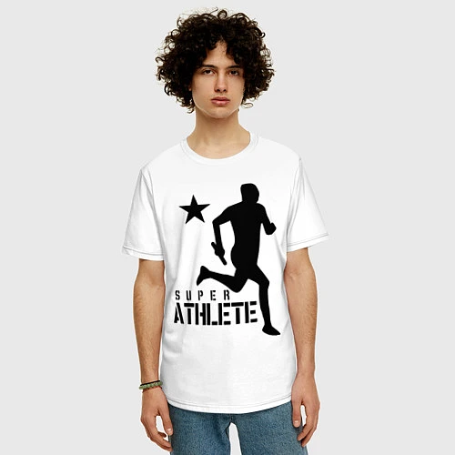 Мужская футболка оверсайз Лёгкая атлетика / Белый – фото 3