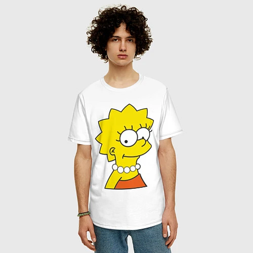 Мужская футболка оверсайз Lisa Simpson / Белый – фото 3