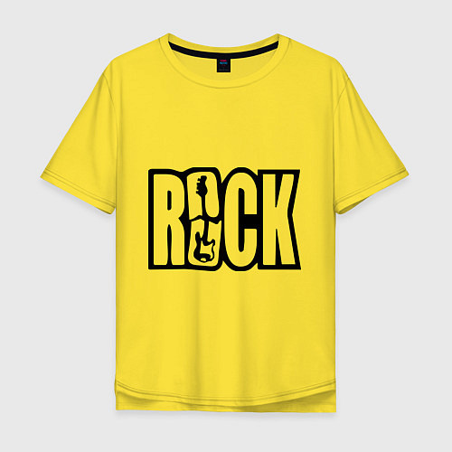 Мужская футболка оверсайз Rock Logo / Желтый – фото 1