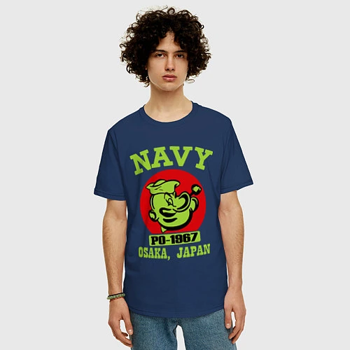 Мужская футболка оверсайз Navy: Po-1967 / Тёмно-синий – фото 3
