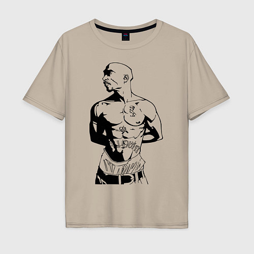 Мужская футболка оверсайз 2pac / Миндальный – фото 1