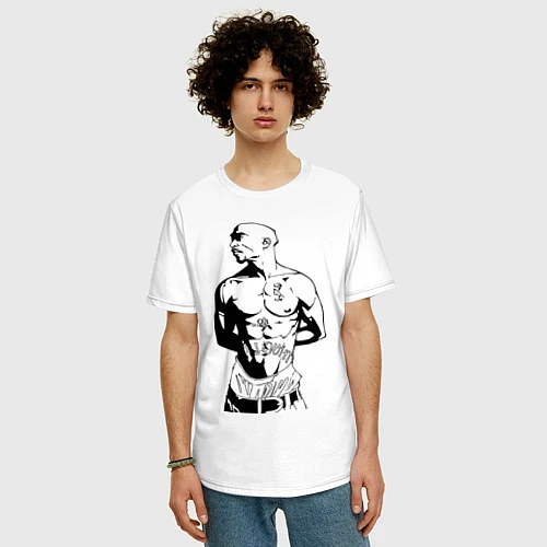 Мужская футболка оверсайз 2pac / Белый – фото 3