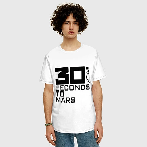 Мужская футболка оверсайз 30 Seconds To Mars / Белый – фото 3