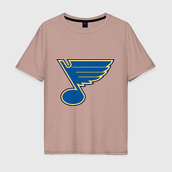 Футболка оверсайз мужская St Louis Blues, цвет: пыльно-розовый