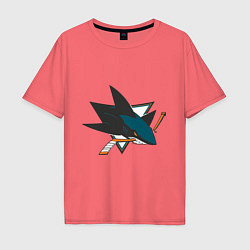 Футболка оверсайз мужская San Jose Sharks, цвет: коралловый