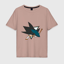 Футболка оверсайз мужская San Jose Sharks, цвет: пыльно-розовый
