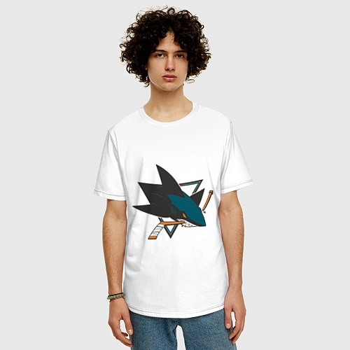 Мужская футболка оверсайз San Jose Sharks / Белый – фото 3