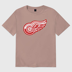 Футболка оверсайз мужская Detroit Red Wings, цвет: пыльно-розовый