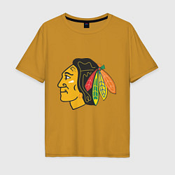 Футболка оверсайз мужская Chicago Blackhawks, цвет: горчичный