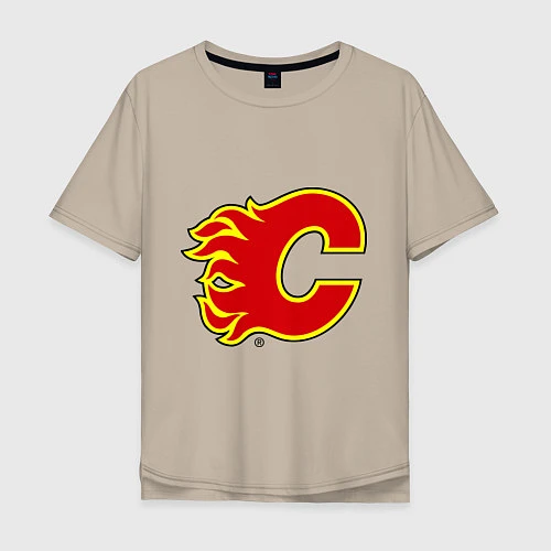 Мужская футболка оверсайз Calgary Flames / Миндальный – фото 1