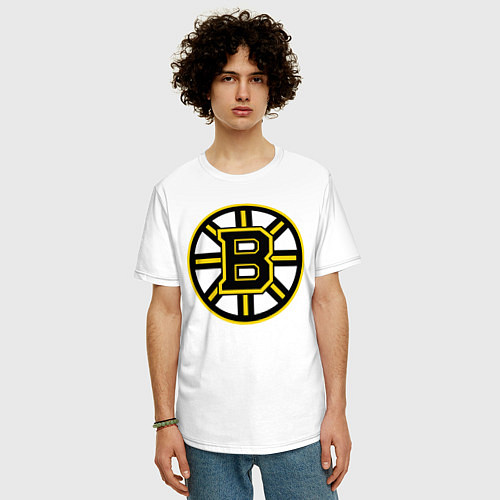 Мужская футболка оверсайз Boston Bruins / Белый – фото 3