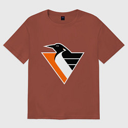 Футболка оверсайз мужская Pittsburgh Penguins, цвет: кирпичный
