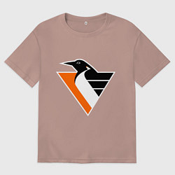Футболка оверсайз мужская Pittsburgh Penguins, цвет: пыльно-розовый