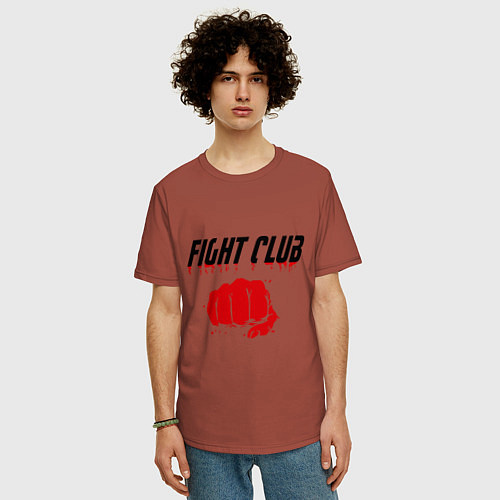 Мужская футболка оверсайз Fight Club / Кирпичный – фото 3