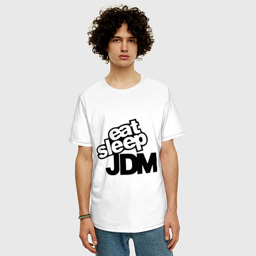 Мужская футболка оверсайз Eat sleep jdm / Белый – фото 3