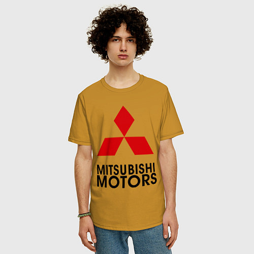 Мужская футболка оверсайз Mitsubishi / Горчичный – фото 3