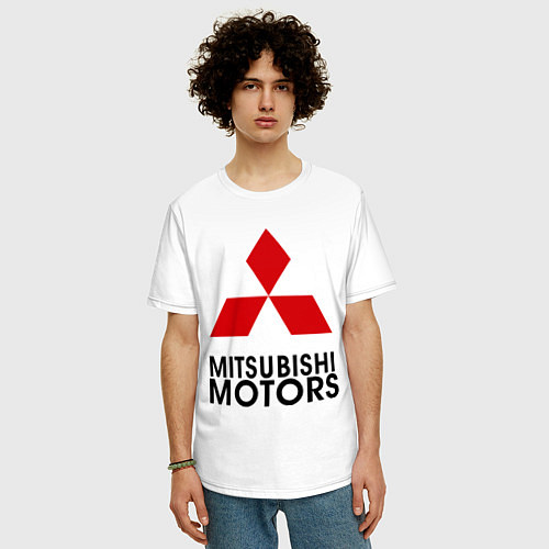 Мужская футболка оверсайз Mitsubishi / Белый – фото 3