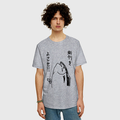 Мужская футболка оверсайз Fishgun / Меланж – фото 3