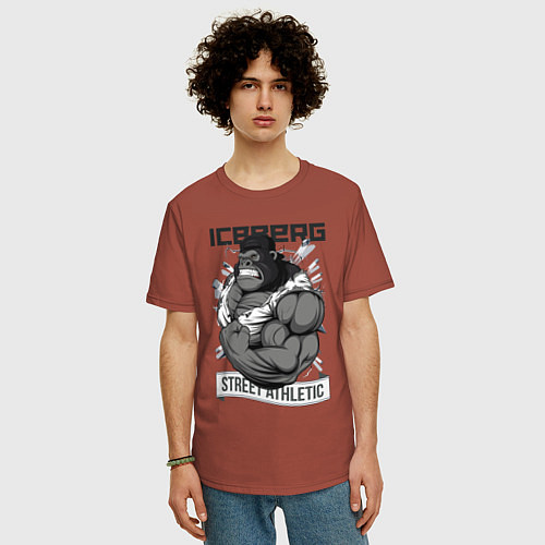 Мужская футболка оверсайз Gorilla | Iceberg / Кирпичный – фото 3