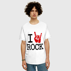 Футболка оверсайз мужская I love rock, цвет: белый — фото 2