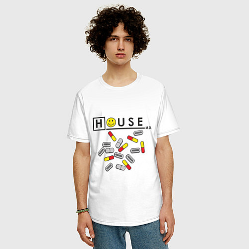 Мужская футболка оверсайз House M.D. Pills / Белый – фото 3