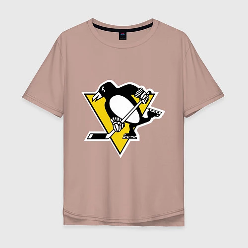 Мужская футболка оверсайз Pittsburgh Penguins: Malkin 71 / Пыльно-розовый – фото 1