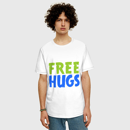 Мужская футболка оверсайз Объятия бесплатно / Белый – фото 3