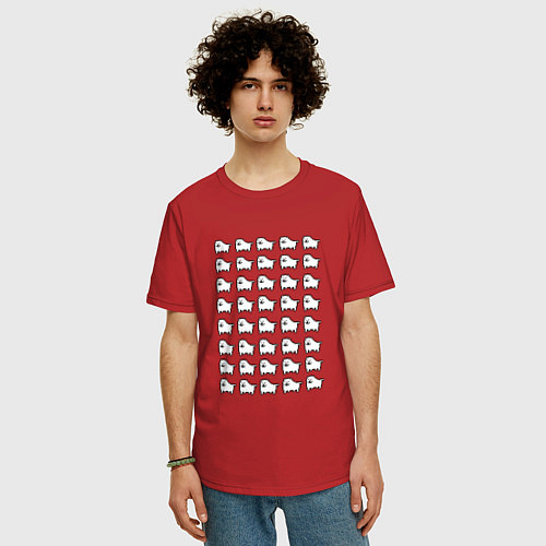 Мужская футболка оверсайз Undertale doge / Красный – фото 3