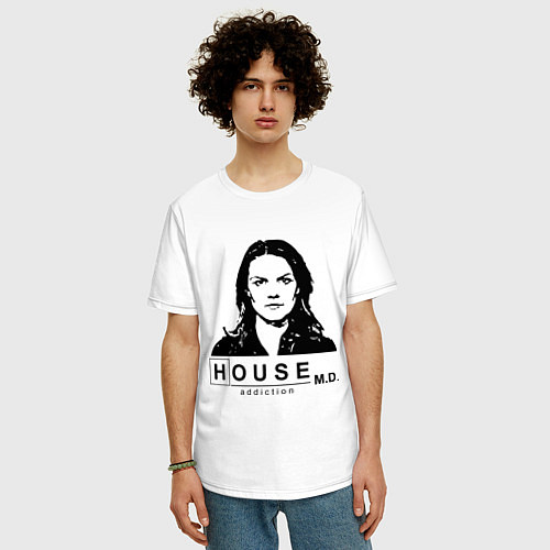 Мужская футболка оверсайз House MD: Addiction / Белый – фото 3