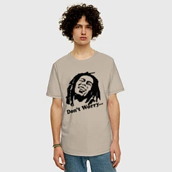 Футболка оверсайз мужская Bob Marley: Don't worry, цвет: миндальный — фото 2