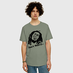 Футболка оверсайз мужская Bob Marley: Don't worry, цвет: авокадо — фото 2