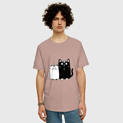 Футболка оверсайз мужская Удивленные коты, цвет: пыльно-розовый — фото 2