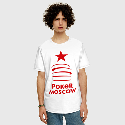 Мужская футболка оверсайз Poker Moscow / Белый – фото 3
