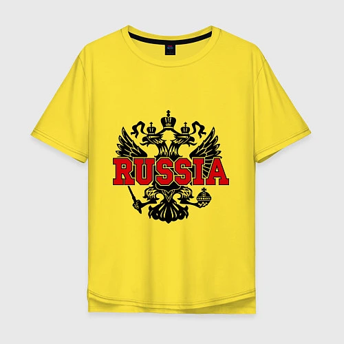 Мужская футболка оверсайз Russia Coat / Желтый – фото 1
