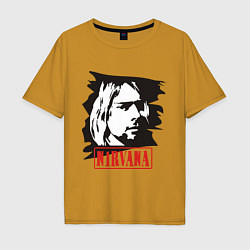 Футболка оверсайз мужская Nirvana: Kurt Cobain, цвет: горчичный