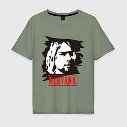 Футболка оверсайз мужская Nirvana: Kurt Cobain, цвет: авокадо