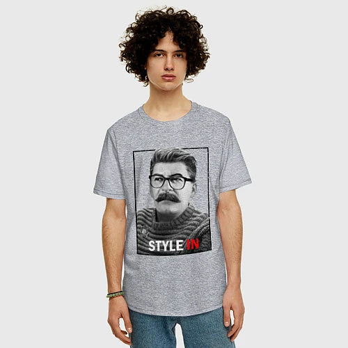 Мужская футболка оверсайз Stalin: Style in / Меланж – фото 3