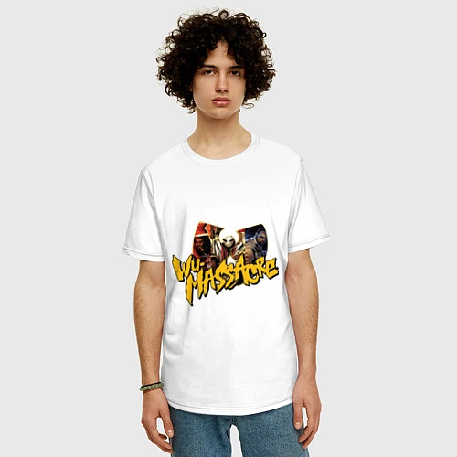 Мужская футболка оверсайз Wu - Massacre / Белый – фото 3