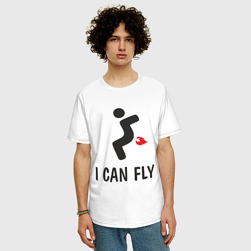 Мужская футболка оверсайз I can fly - Я умею летать / Белый – фото 3